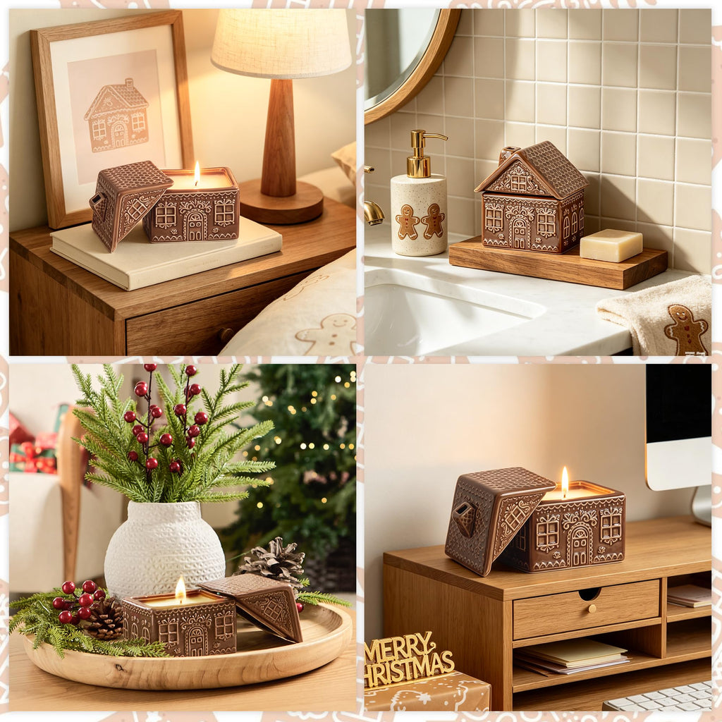 Christmas Scented Jar Candle Gingerbread House Decor for Gifts