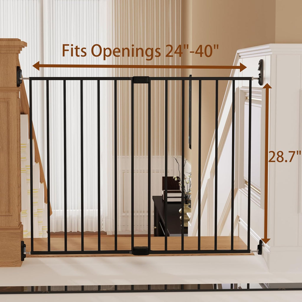 Adjustable Baby Safety Swing Gate, Hardware-Mounted Metal Gate for Stairs and Doorways, Secure Latch for Kids