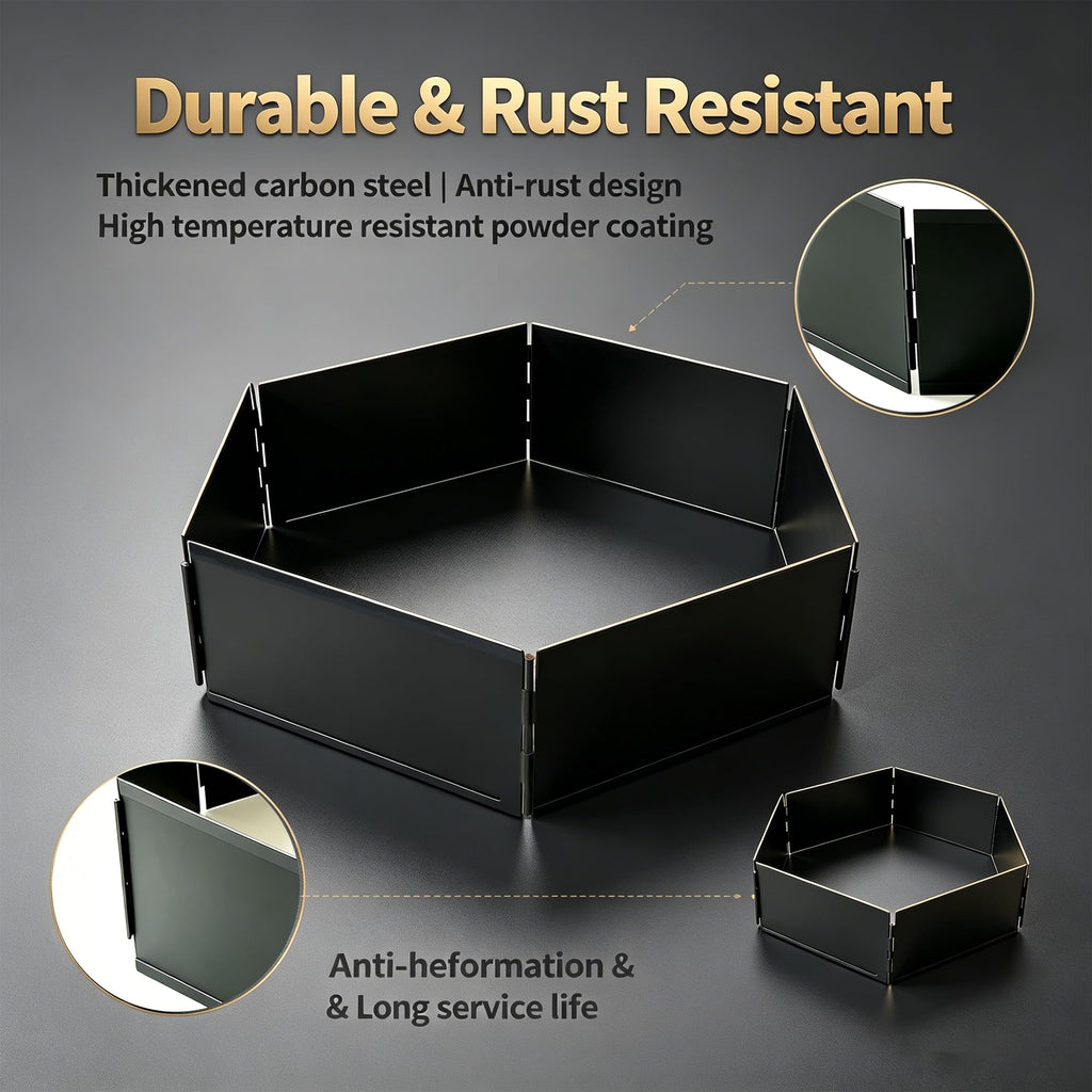 Collapsible Fire Pit Ring, 42 Inch Foldable Portable Detachable Fire Ring