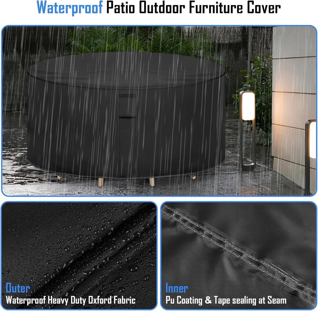 Round Patio Furniture Covers Waterproof, 84" Dia x 44" H | 84 Inch High Outdoor Round Table Cover, Tall Bar Height