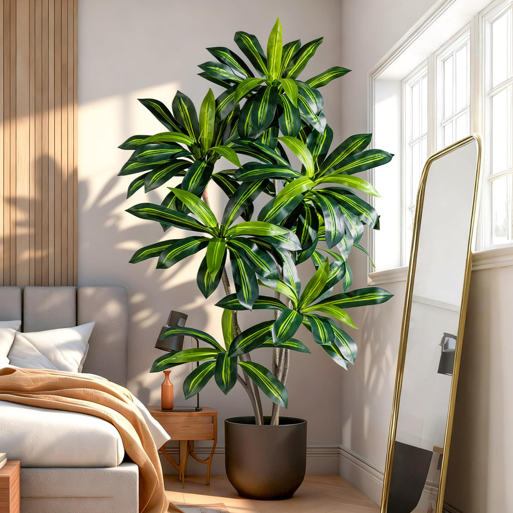 Tall Fake Tree Artificial Trees Plant with White Planter Pot Indoor Outdoor Potted Silk Plants Large Faux Trees loor