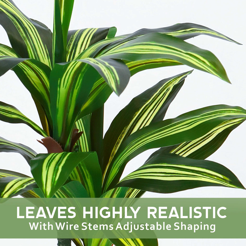 5FT Dracaena Artificial Plant, with White Tall Planter