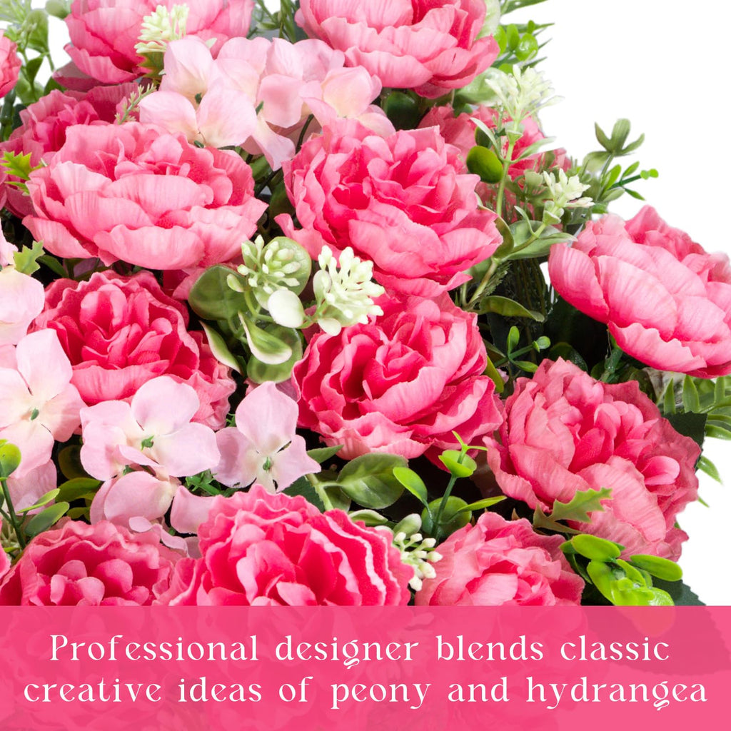 6 Bundles Peonies Artificial for Outdoors UV Resistant Faux Peony with Fake Silk for Outside Front Porch Garden