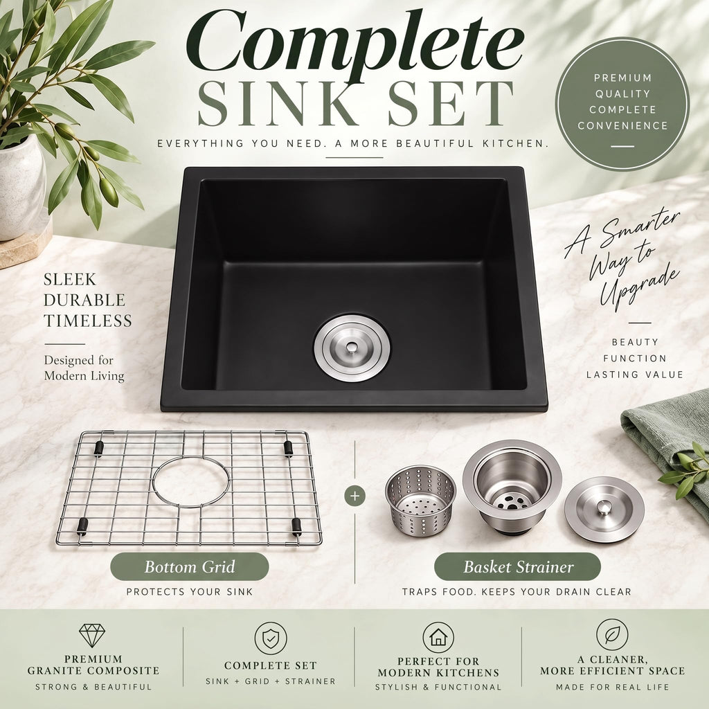 Black Bar Sink 15×17 Inch, Undermount & Drop-In Small Kitchen Sink