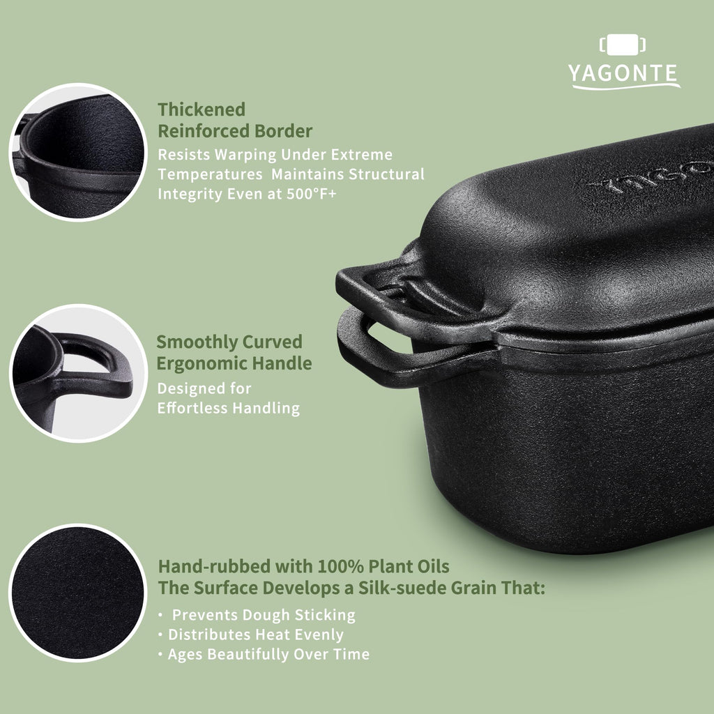 4.6 Quart Oval Dutch Oven for Bread Baking, Bread Dutch Oven for Sourdough, Cast Iron Bread Pan with Lid made Bread