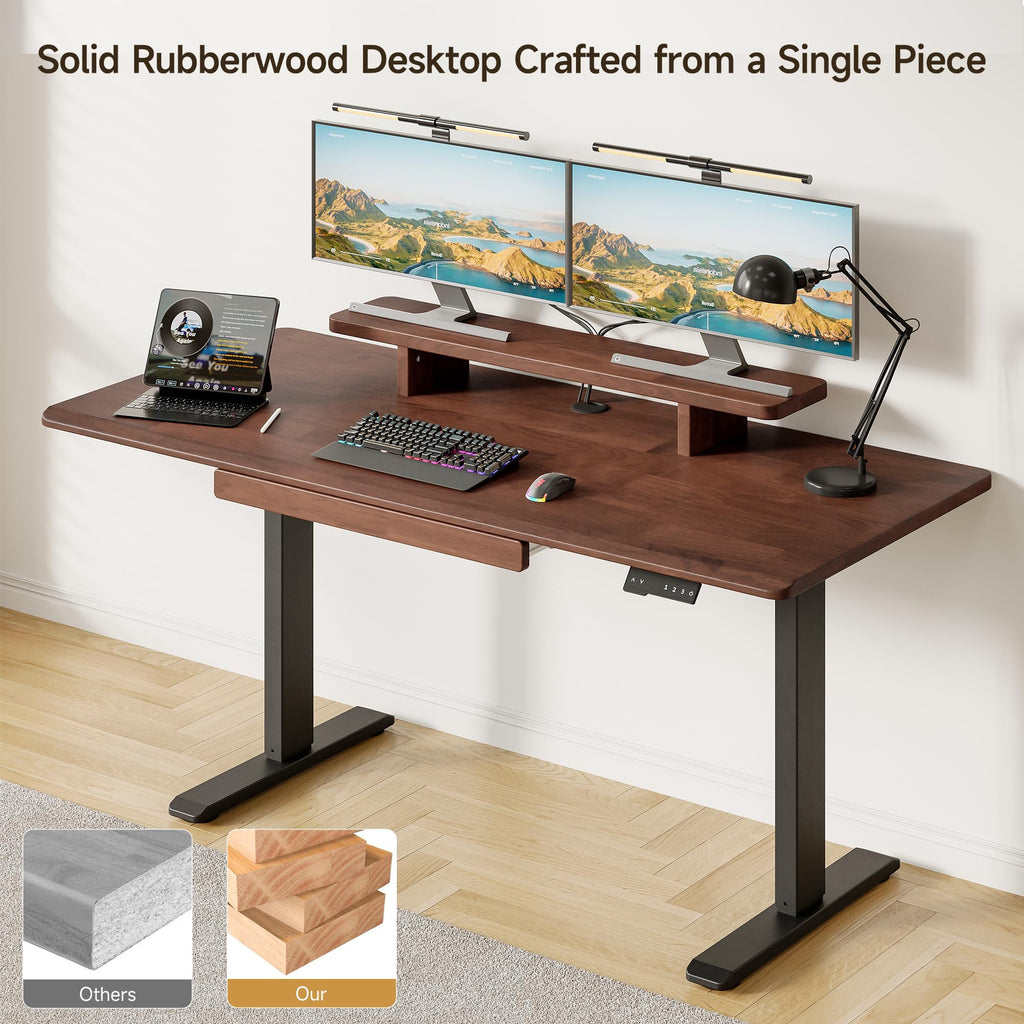 Standing Desk with Drawer, 47x23.6 Inches Solid Wood Stand Up Desk