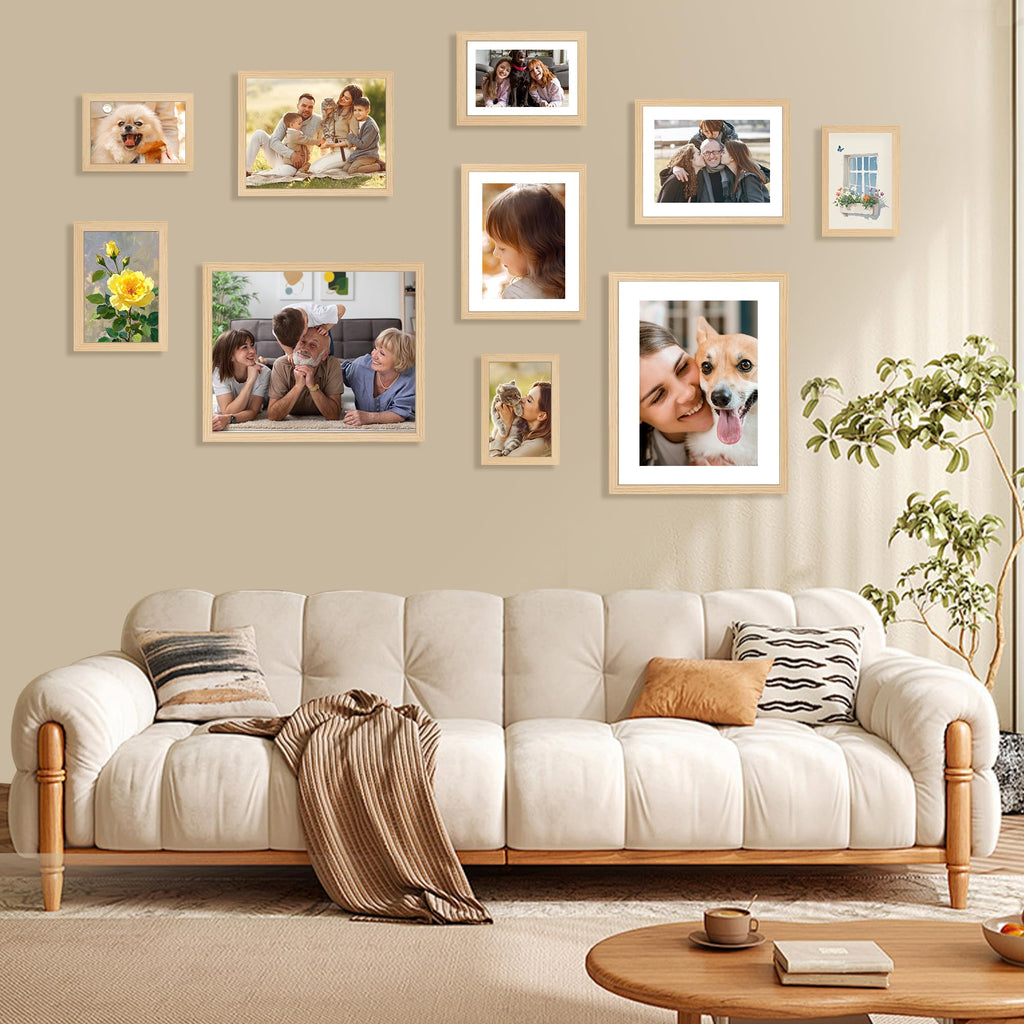 8x10 Picture Frame Bulk-6 Pack, Photo Frame with HD Plexiglass, Display Pictures 5x7 with Mat or 8x10 Without Mat