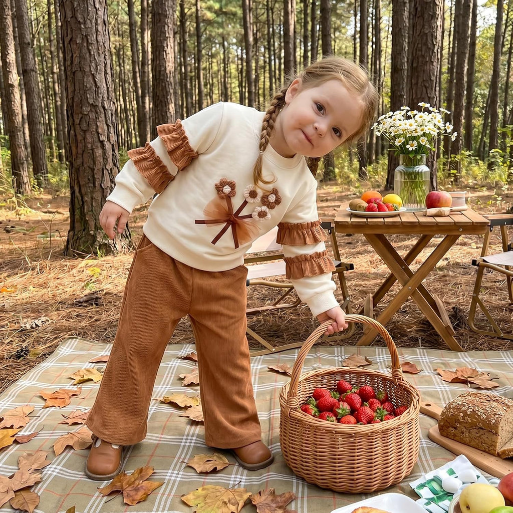 Toddler Baby Girl Fall Clothes Sweatshirt Corduroy Pants Outfits