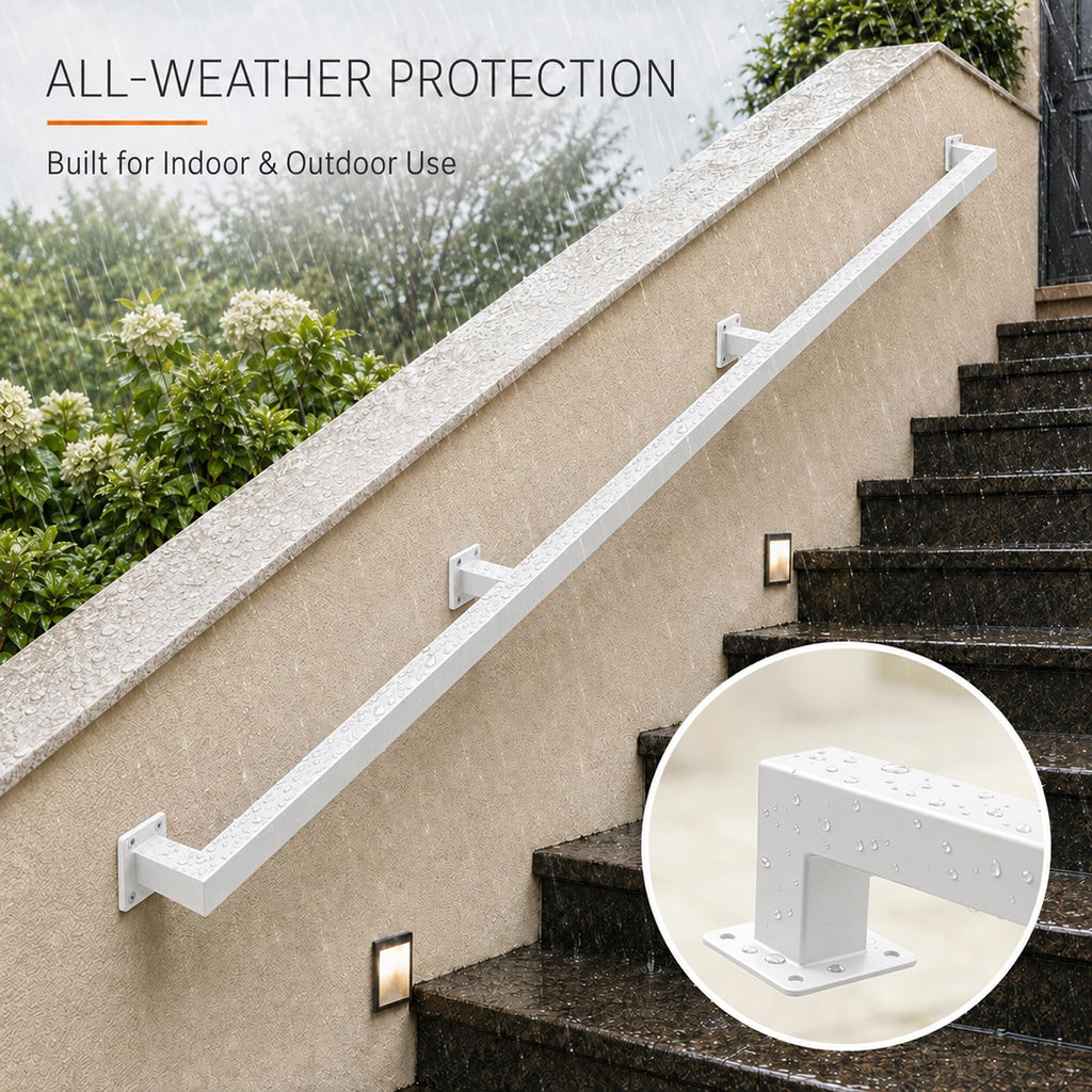 4FT Handrails for Stairs Indoor Outdoor, Step Railing Wall Mounted with Matte Black Finish, Industrial Pipe Hand