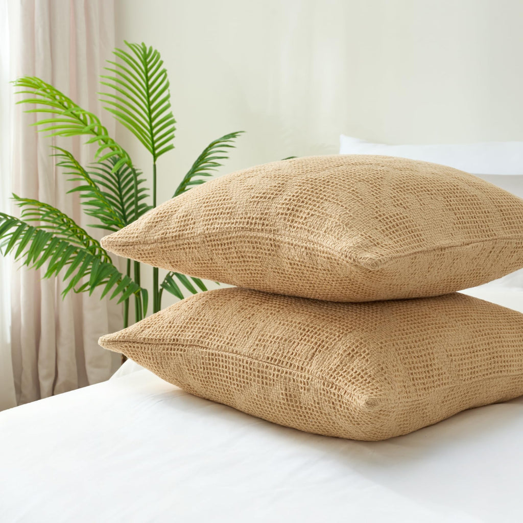 100% Cotton Waffle Pillow Covers Set of 2 18"x18"