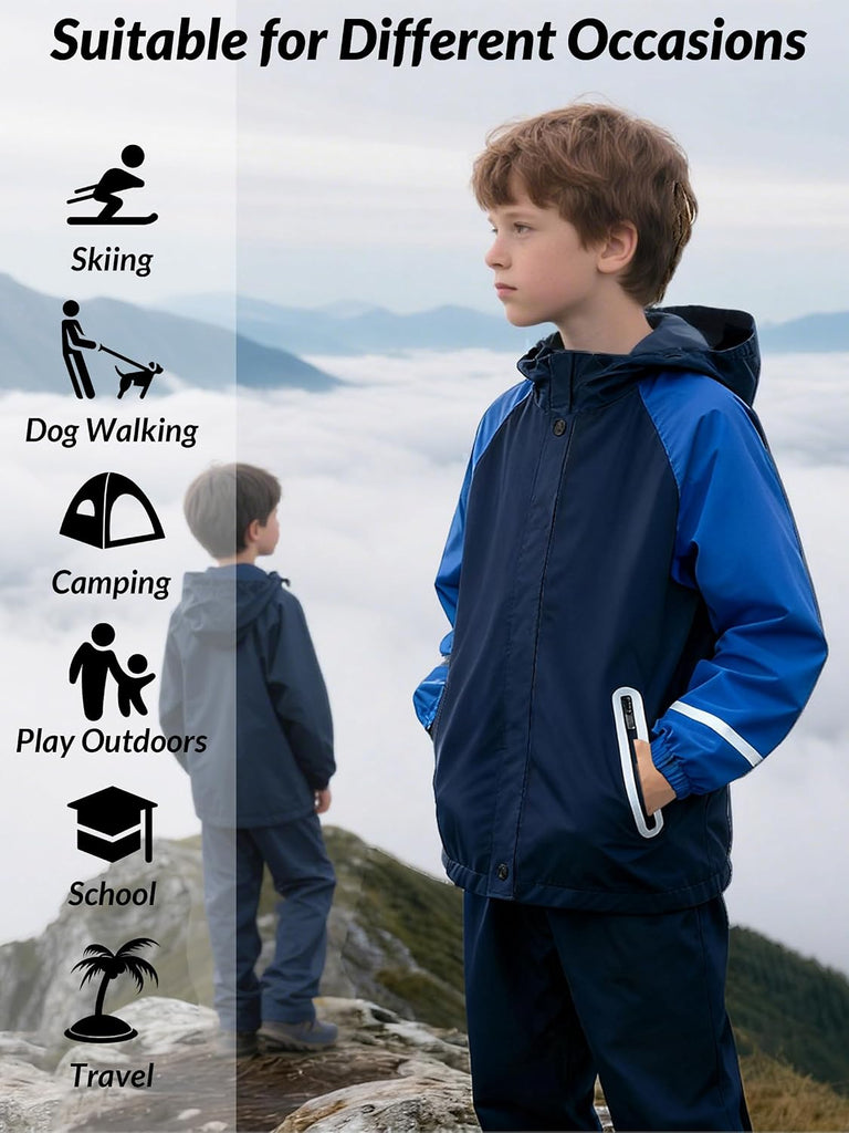 Reflective Kids Rain Suit Boys Girls Youth Waterproof Rain Gear