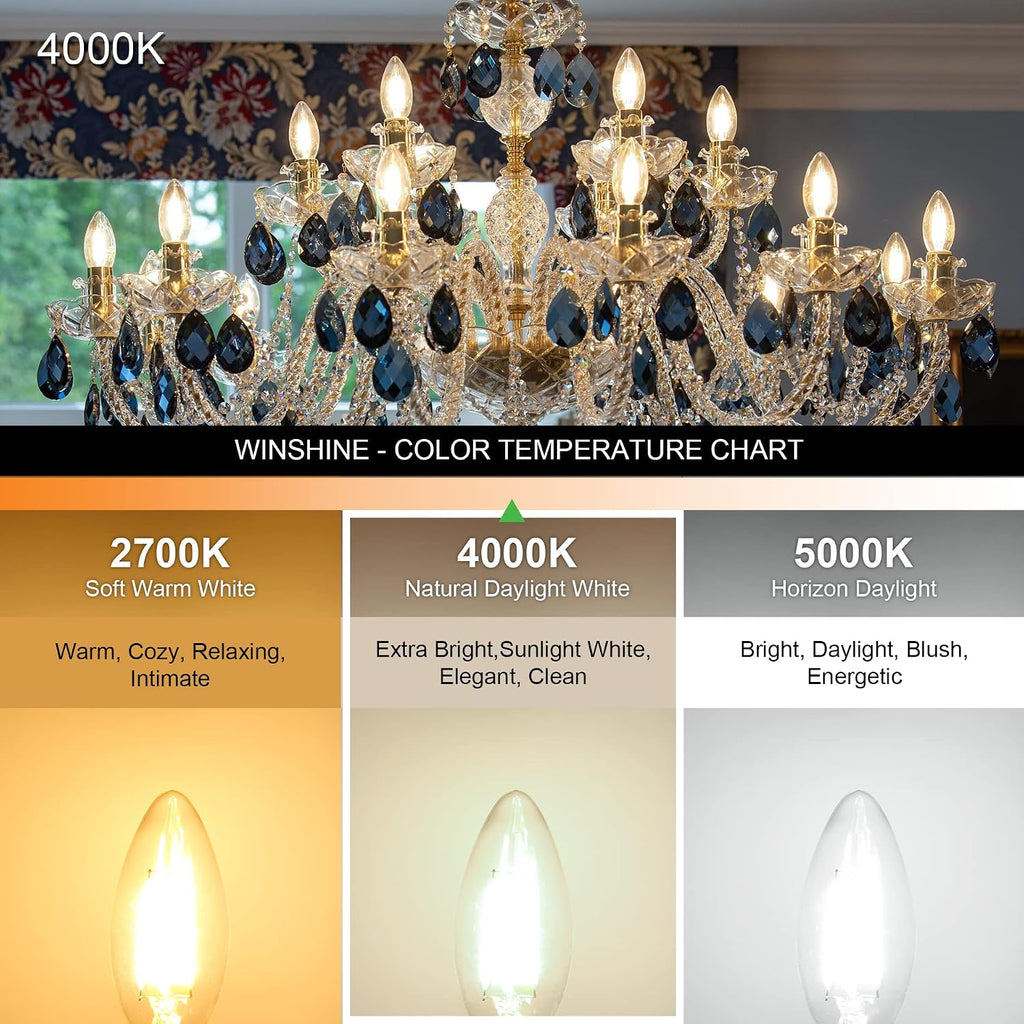 E12 LED Light Bulb Candelabra 60W Equivalent 4000K Natural White
