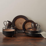 Gourmet Basics Verona 16-Piece Stoneware Dinnerware Set, Service for 4, Includes Dinner Plates, Salad Plates