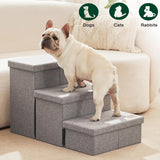 Dog Stairs for High Bed 18" H, Foldable Pet Stairs for Small Medium or Large Dogs Puppy with Storage for Bed or Couch