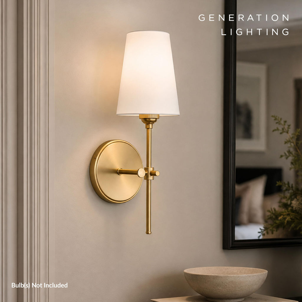 Baker 1-Light Hardwired Wall Sconce in Satin Brass