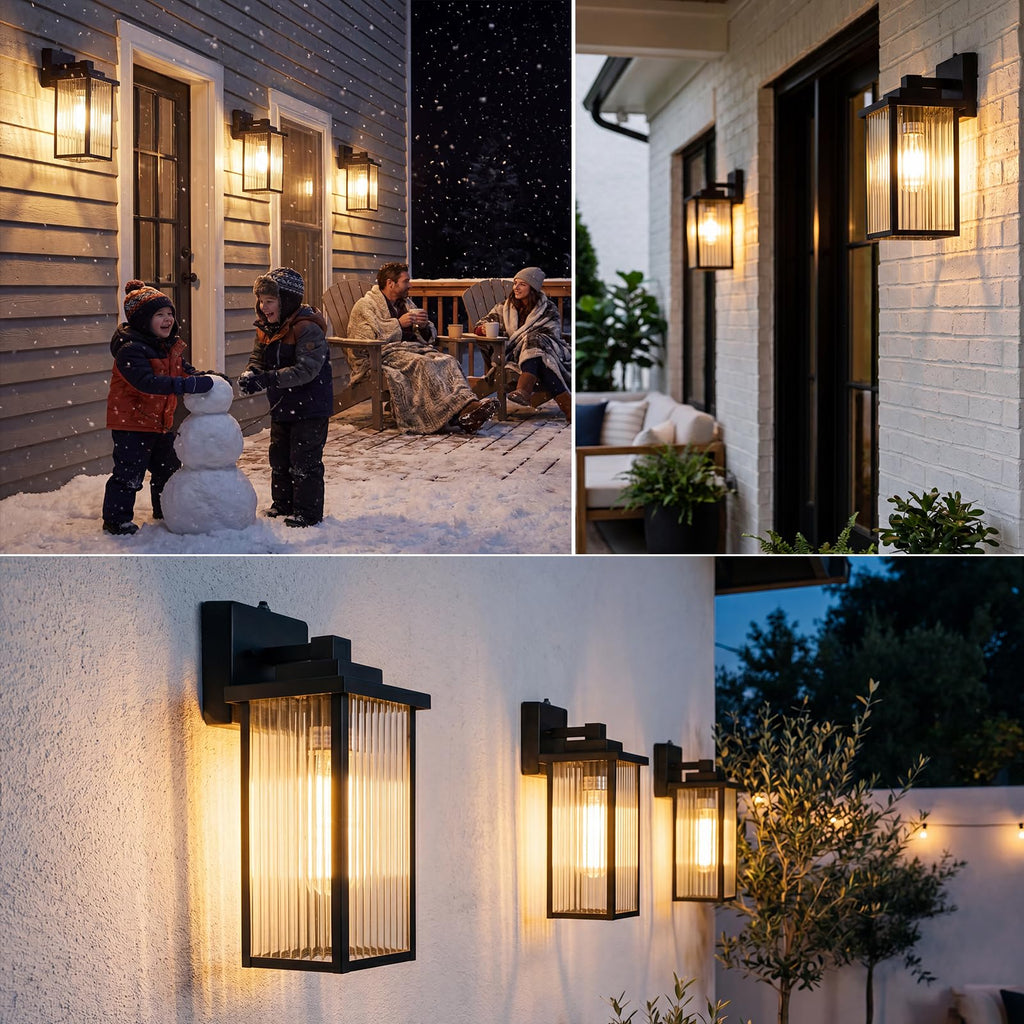 18" Dusk to Dawn Outdoor Wall Light, Matte Black All-Metal Frame