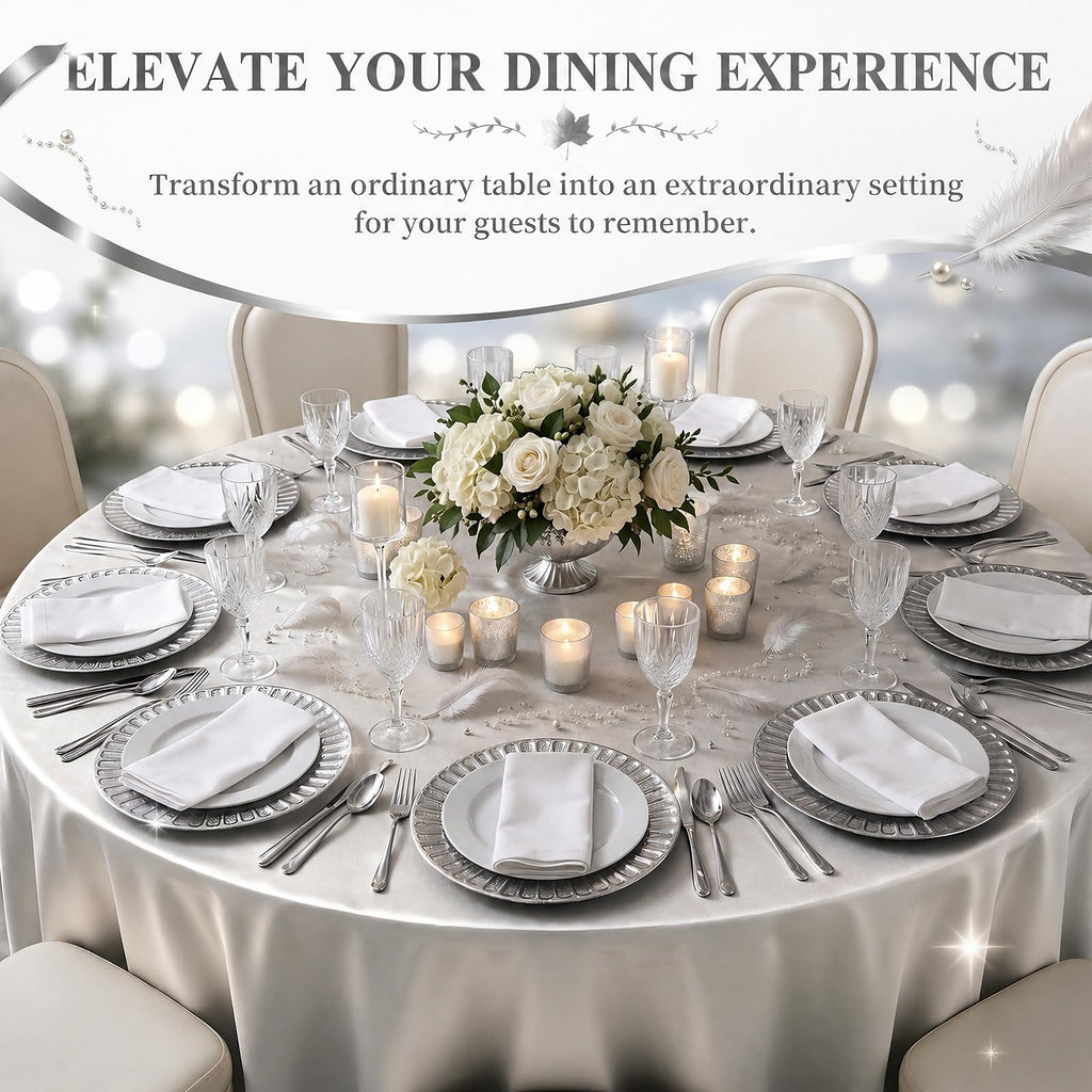 8 Pcs 13 Inch Silver Charger Plates with Shell Edge
