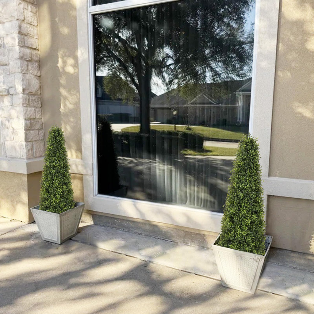 4ft Artificial Boxwood Topiary Trees Outdoor Set of 2