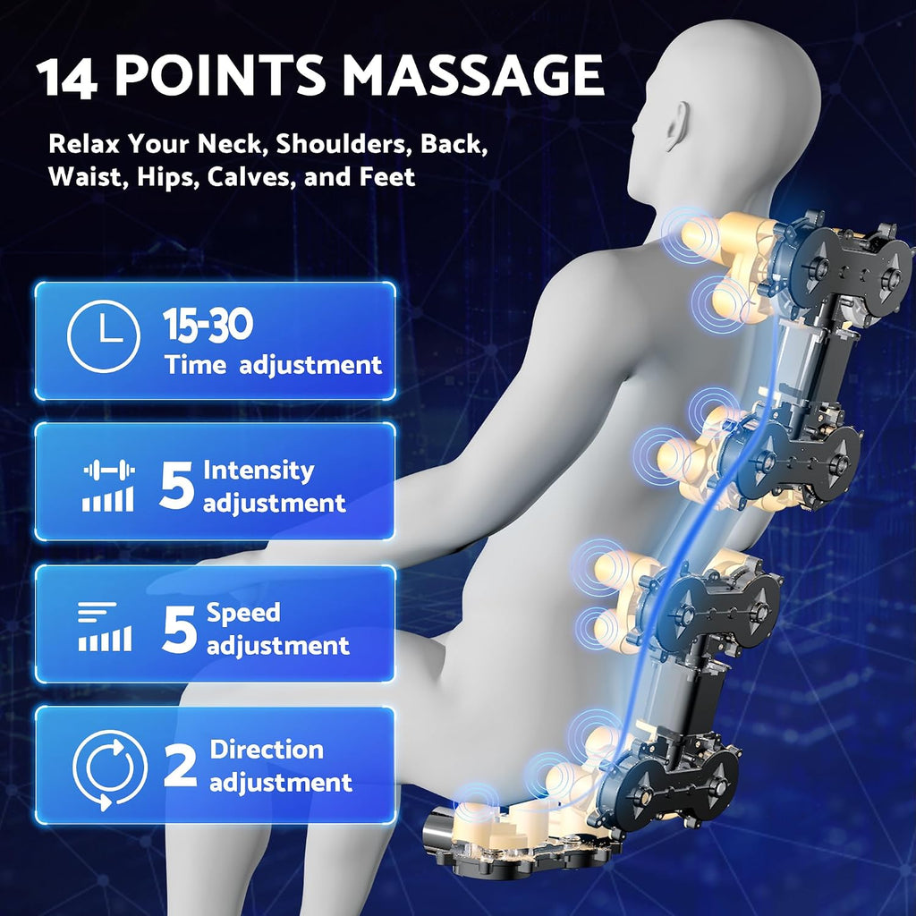 Massage Chair, Zero Gravity Full Body Massage Chair, Shiatsu Recliner with 14 Massage Points, Lumbar & Calf Heating