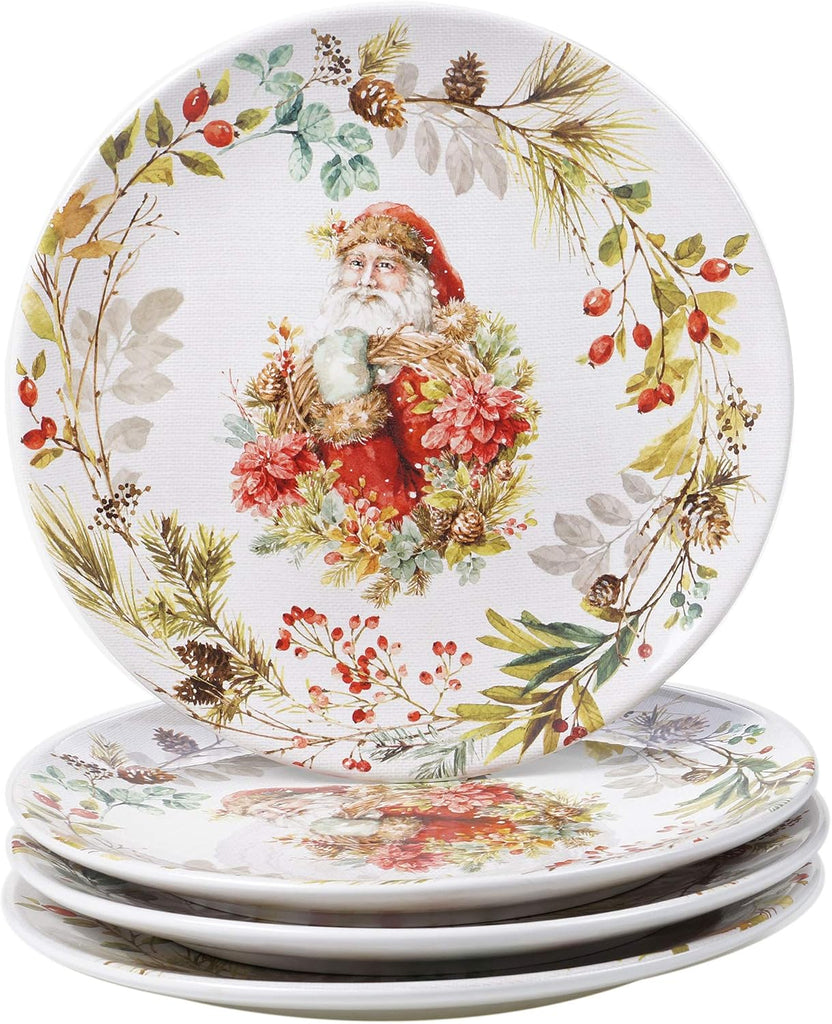 Christmas Story 16pc Dinnerware Set - Service for 4 with Santa Plates, Bowls & Mugs - Vintage Holiday Ceramic Set