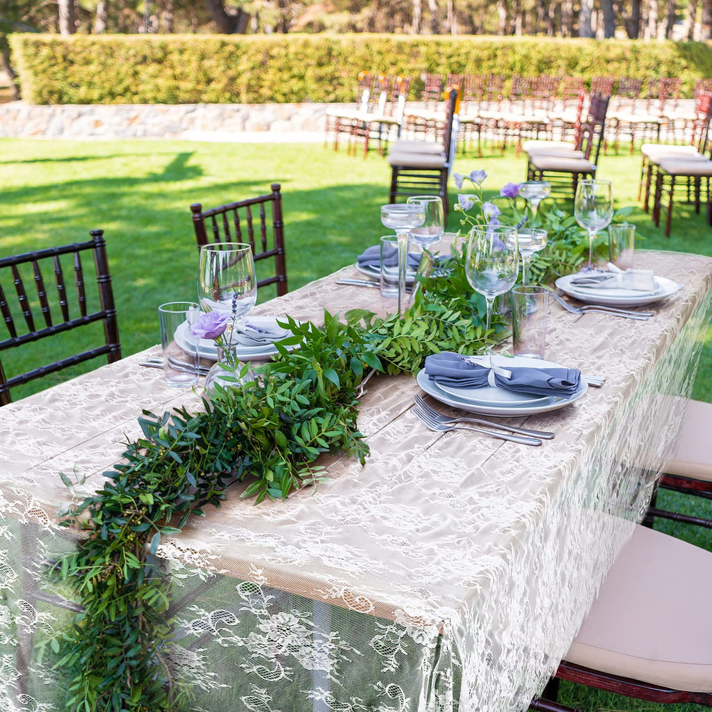 10 Pcs Lace Tablecloth Rectangular 60 X 120 Inch Overlay, White