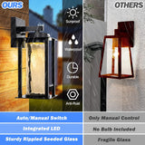 LED Dusk to Dawn Outdoor Light Fixtures - 2 Packs Modern Porch Lighting with Attractive Glass