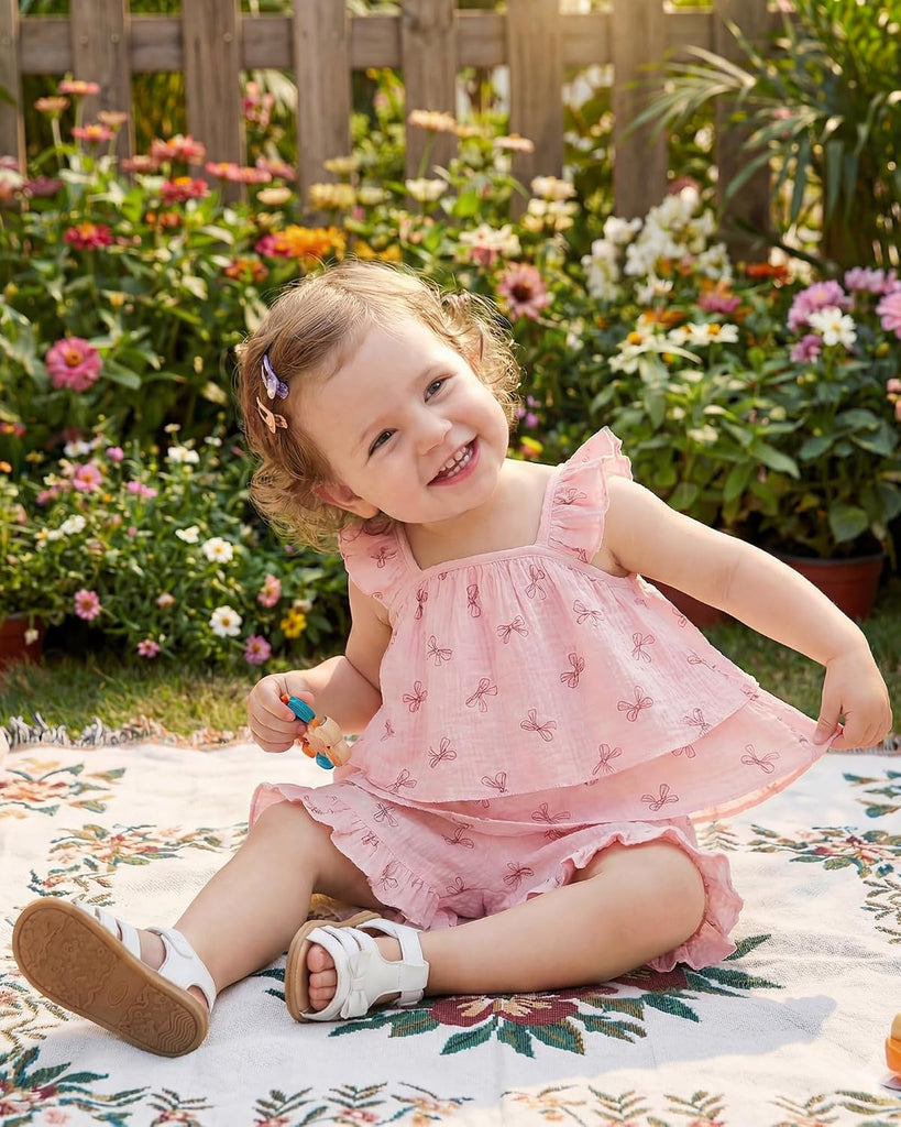 Toddler Girl Outfits Baby Girl Summer Clothes Sleeveless Ruffle Dress Tops and Shorts Clothing Sets