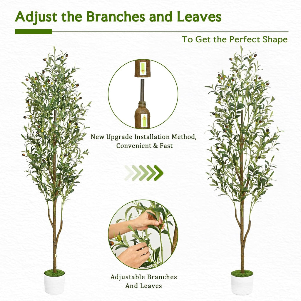 6FT Artificial Olive Tree Indoor Tall Faux with Planter & Basket