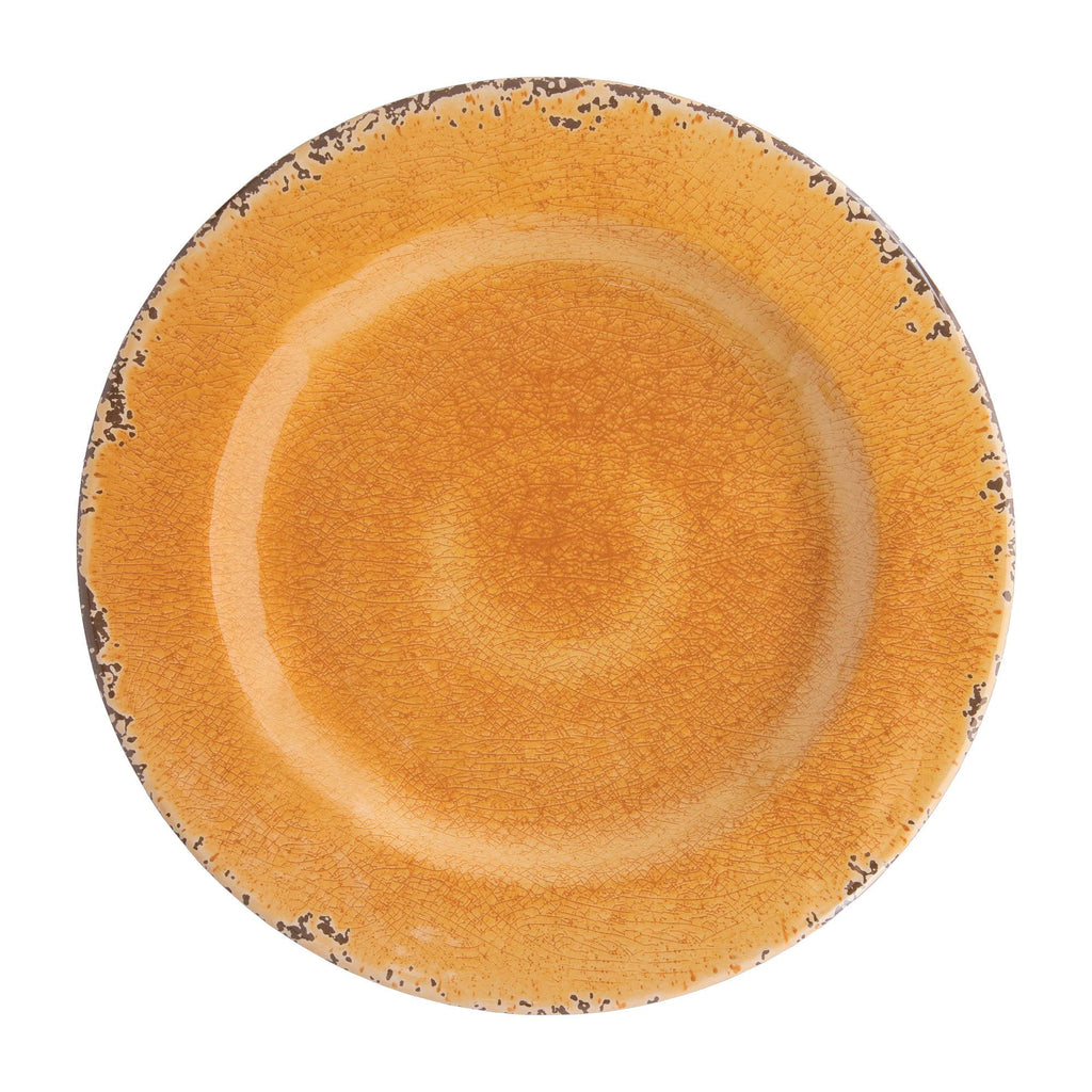 12 Piece Crackle Melamine Dinnerware Sets, Outdoor Dishes Set, Plates and Bowls Sets, Service for 4, Orange