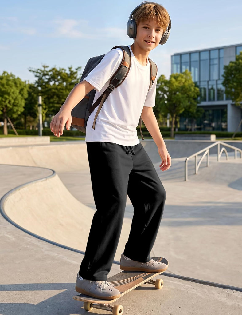 Boys Sweatpants Wide Leg Athletic Jogger Pants