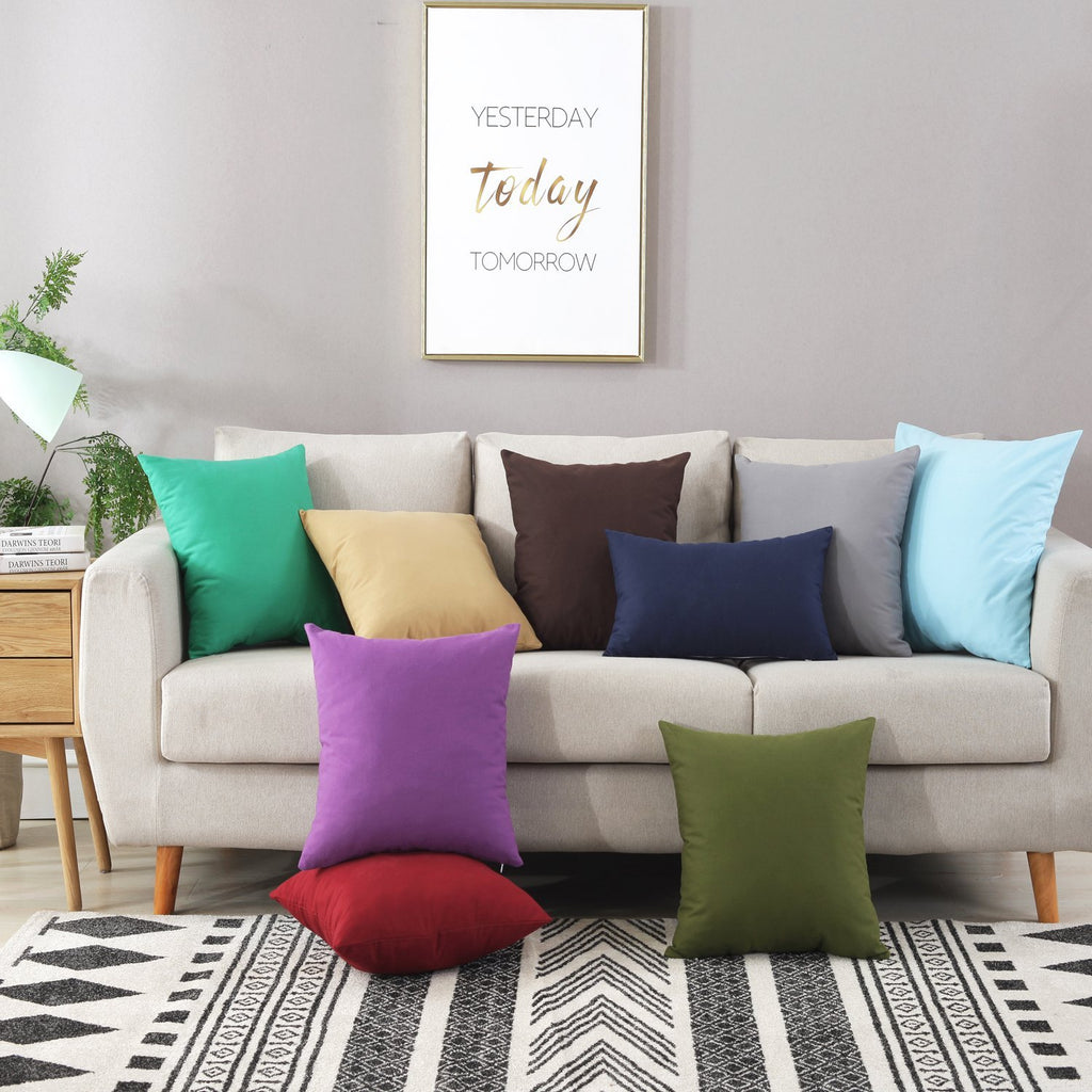 100% Cotton Canvas Decor Throw Pillow Covers 26x26, No Inserts, White