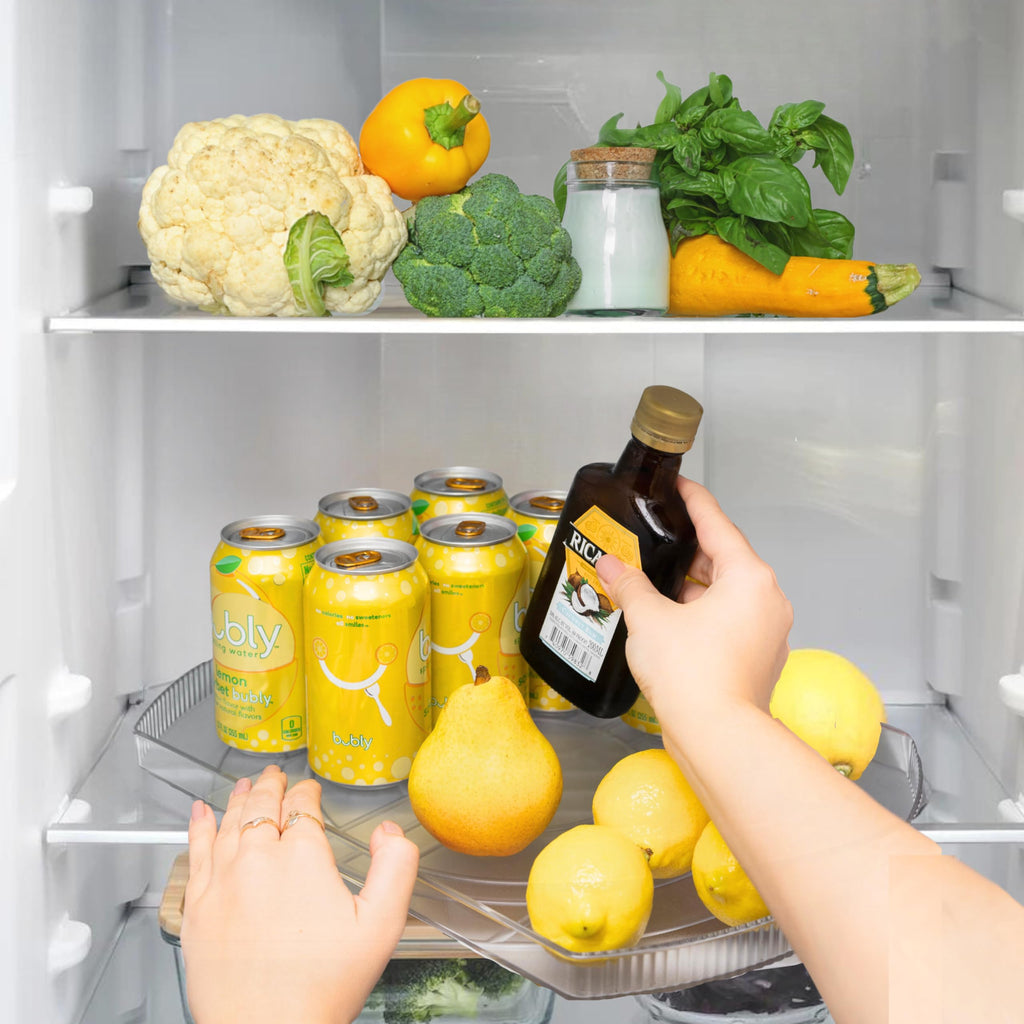 Rotating Lazy Susan for Refrigerator - Square Lazy Susan - Rectangular Fridge Lazy Susan Organizer - 360°
