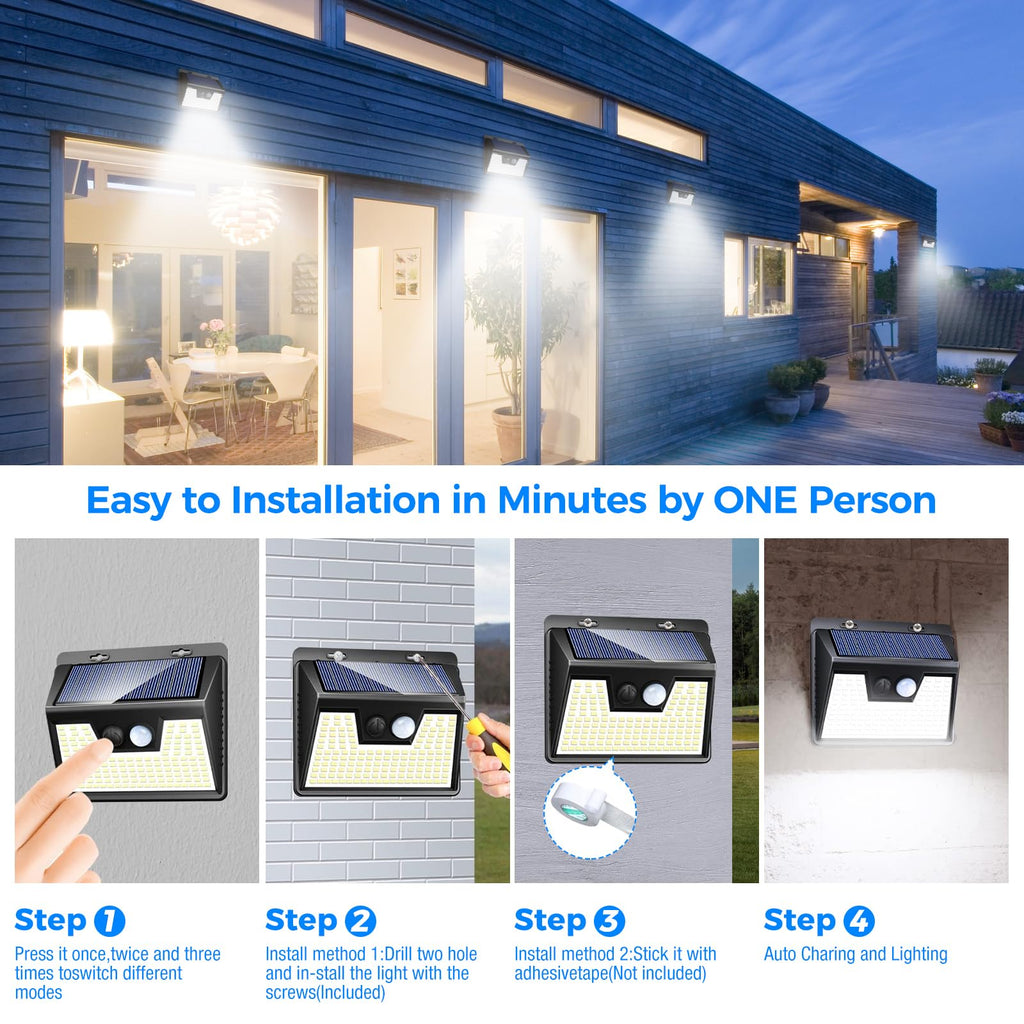 18 Pack/140 LED Solar Lights, Outdoor Waterproof, 3 Lighting Modes, Motion Sensor, Black