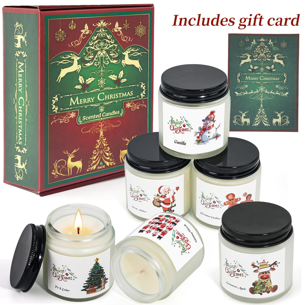 Christmas Scented Candles, 6 Pack Soy Set