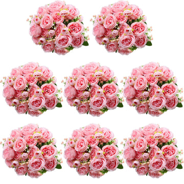 8 Bundles Artificial Peonies Flowers, Pink
