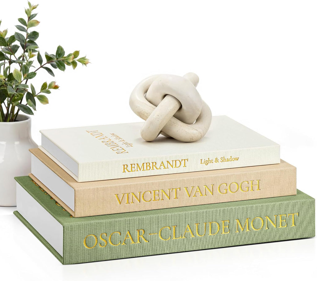 Aesthetic Decorative Books, Set of 3 Linen Faux Book Boxes, Sage | Stylish Storage Boxes Decor, Photo Organization, &