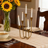 Candle Holder Vintage Candlestick Holder Stand for Stick Taper Candle, 5-Arm Cast Iron Candelabra Fireplace Mantel