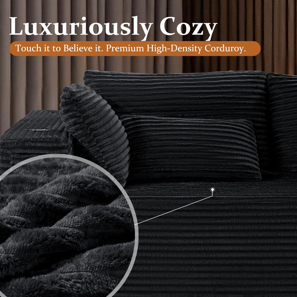108" Oversized Cloud Sectional Couch, Comfort U Shaped Boneless Couch, Extra Deep Seats No Assembly, Modular Sofa