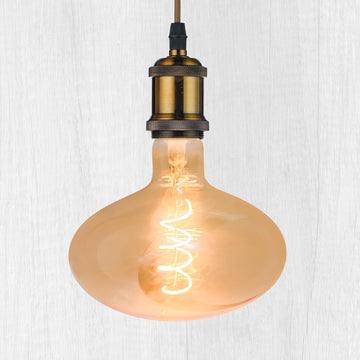 Oversized Deco LED Light Bulb,Amber Glass Huge Mushroom Shape Bulb