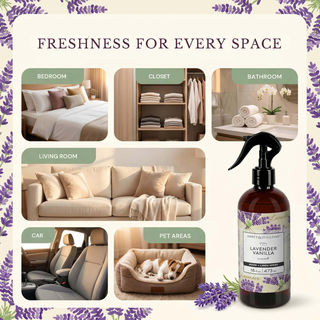 Odor Eliminating and Refreshing Linen and Room Spray, Lavender Vanilla, 16 oz.