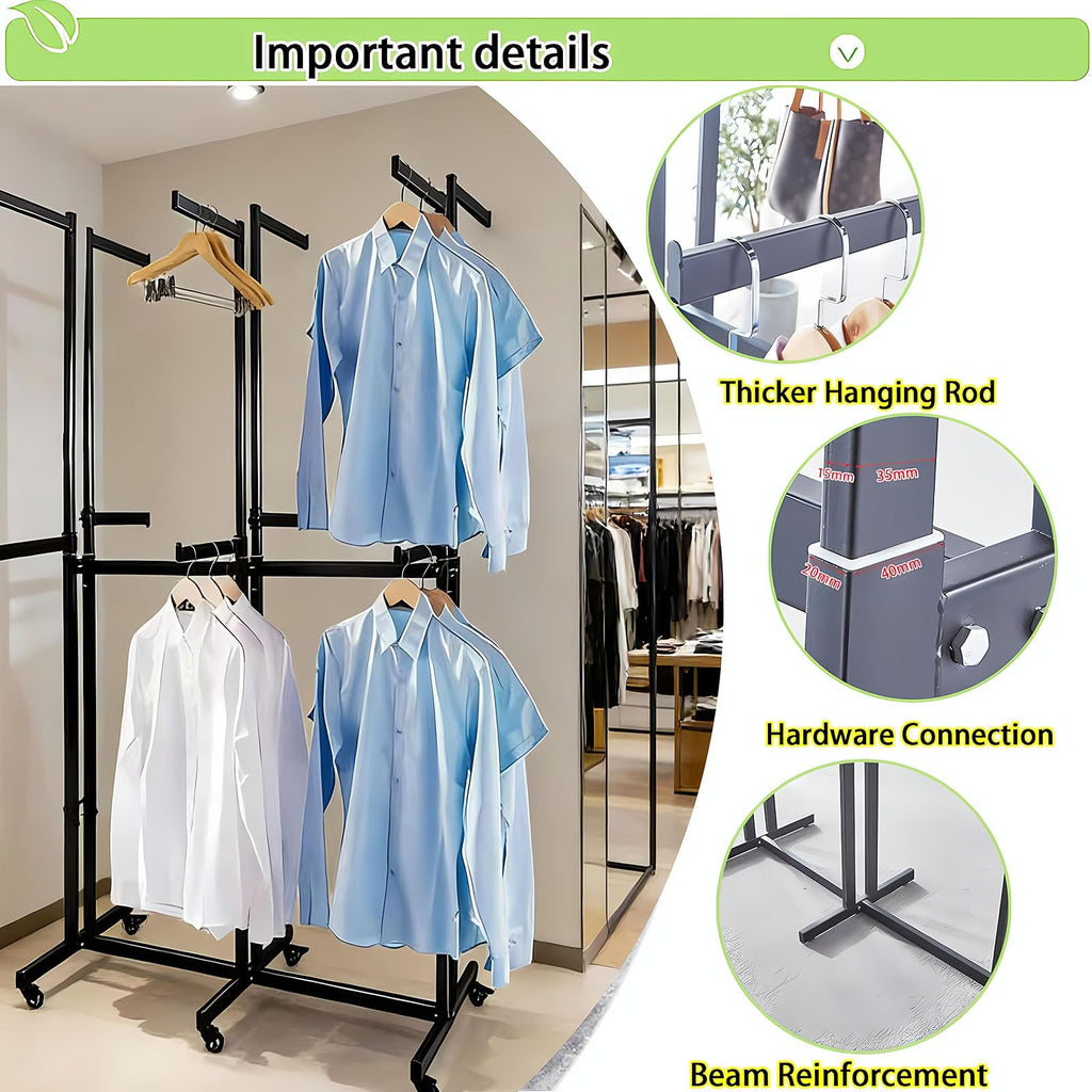 Floor Standing Garment Rack - Heavy Retail Display Racks With Wheels