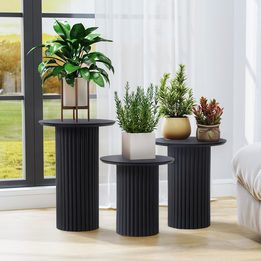 Black Round Nesting Coffee Set of 3
