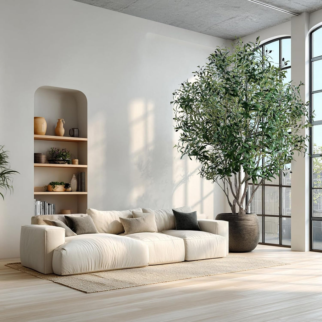 8FT Artificial Olive Tree - Extra Tall Faux Olive Tree with Realistic tree trunk and Realistic Leaves, Large
