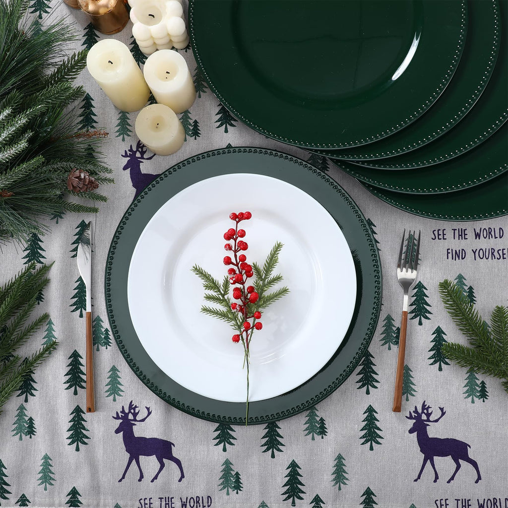 6 Pack Christmas Charger Plates 13" Round with Beaded Plastic Charger Plates Elegant Reliable Reusable for Holiday