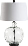 26.5" Clear Glass and Black Metal LED Table Lamp