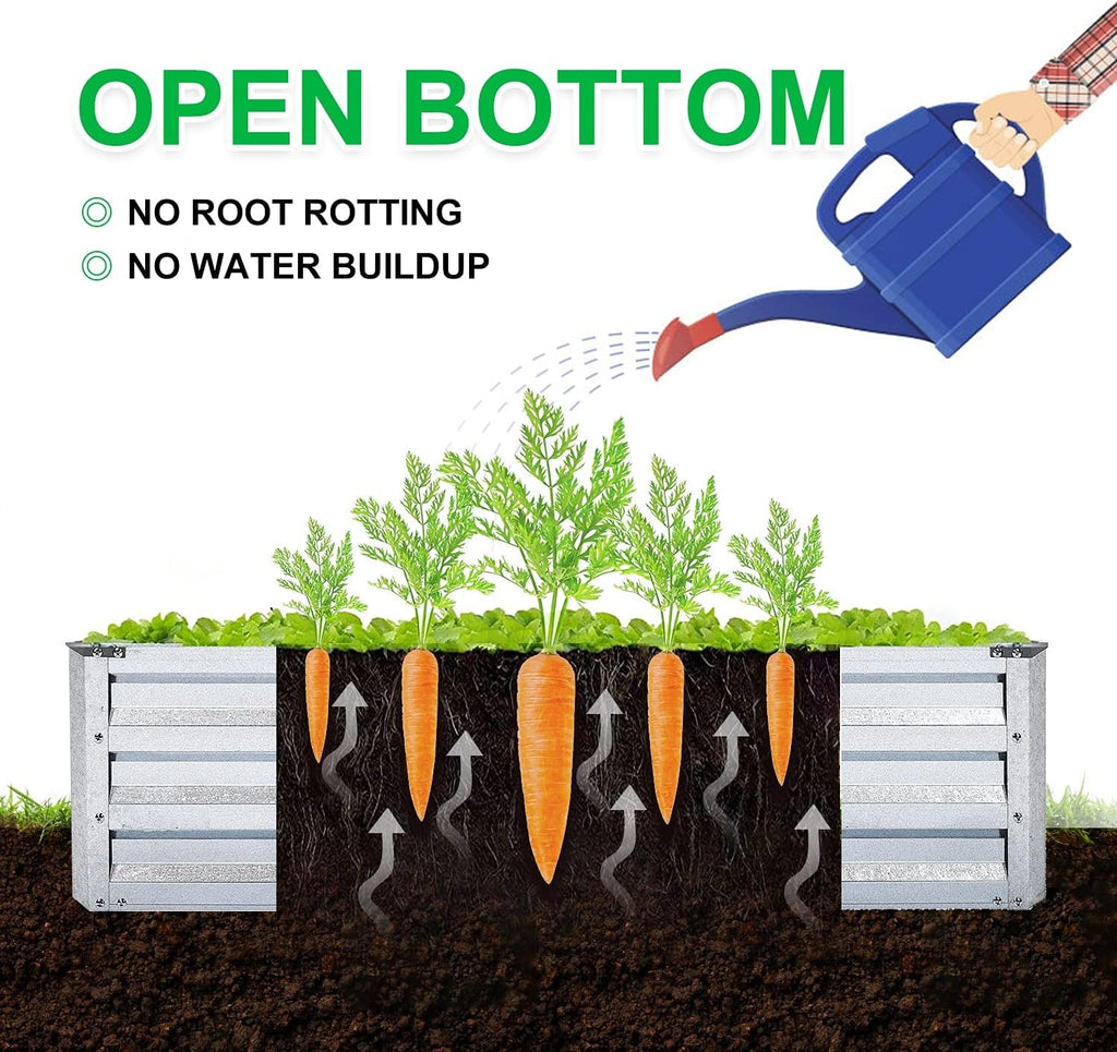 Galvanized Raised Garden Bed 2pcs Pack - Metal Raised Bed Garden Kit 4'x8'x1' for Flower Planters, Vegetables Herb
