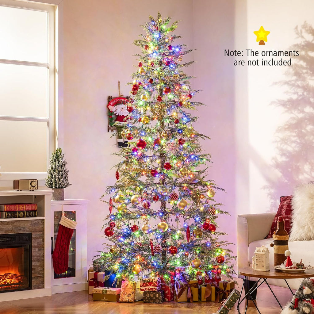 7.5 FT Pre-lit Artificial Christmas Tree Hinged Sparse Xmas Fir Tree with 500 LED Lights, 8 Modes, 725 Branch Tips