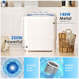 Portable Washing Machine, 16lbs Twin Tub Portable Washer with 9.6Lbs Washer and 6.4Lbs Spinner dryer, Semi-automatic