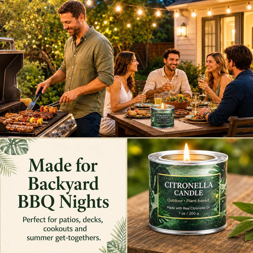 Citronella Candles Outdoor, 6 Pack 42 oz Soy Wax Tin Candles with 7% Citronella Oil, Bonus Magnetic Bottle Opener, Up
