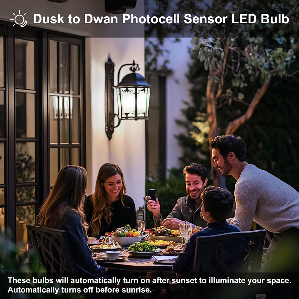 Dusk to Dawn Light Bulbs Outdoor Automatic On/Off Sensor LED Bulbs, Outdoor Lighting 13W(130 Watt Equivalent) LED